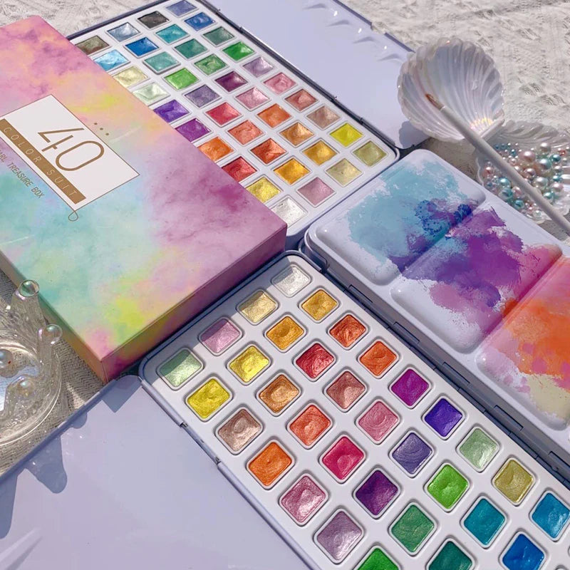 Dropping Handmade 40 Colors Pearlescent Watercolor Pigment Colorlead Giveaway