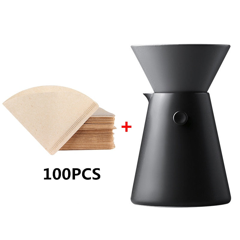 1-4 Cups Ceramic Coffee Dripper Set Style Coffee Drip Filter Cup Permanent Pour Over Coffee Maker with Separate Stand for Filte