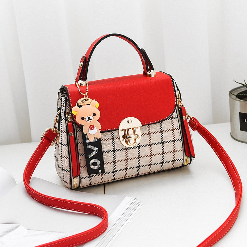 OkoLive SB0046 Korean New Fashion Women School Cute Litter Bear PU Leather Waterproof Handbag Simple Women&