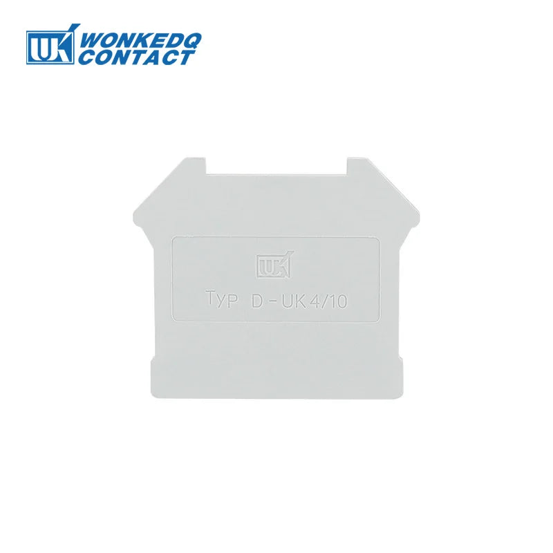 100Pcs D-UK4/10 End Plate For UK 3N/5N/6N/10N/25 UIK16 Connector UK 4/10 Din Rail Terminal Block Protection Contact End Cover