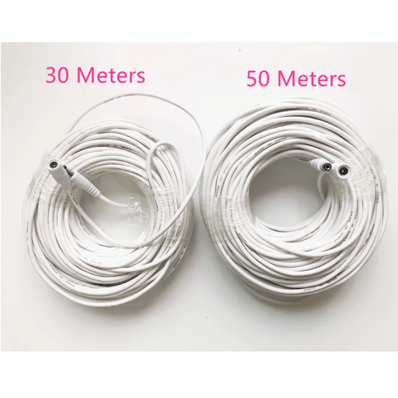 3M/5M/10M/15M/20M/30M/50M DC 12V CCTV Camera Power Cable 5.5mmx2.1mm Male Female White Extension Cord for Security Camera