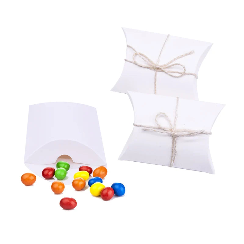 10/20/30Pcs Pillow Candy Box Kraft Paper Christmas Gift Packaging Boxes Candy Bags Wedding Favors Birthday Party Decorations