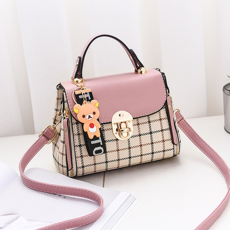 OkoLive SB0046 Korean New Fashion Women School Cute Litter Bear PU Leather Waterproof Handbag Simple Women&