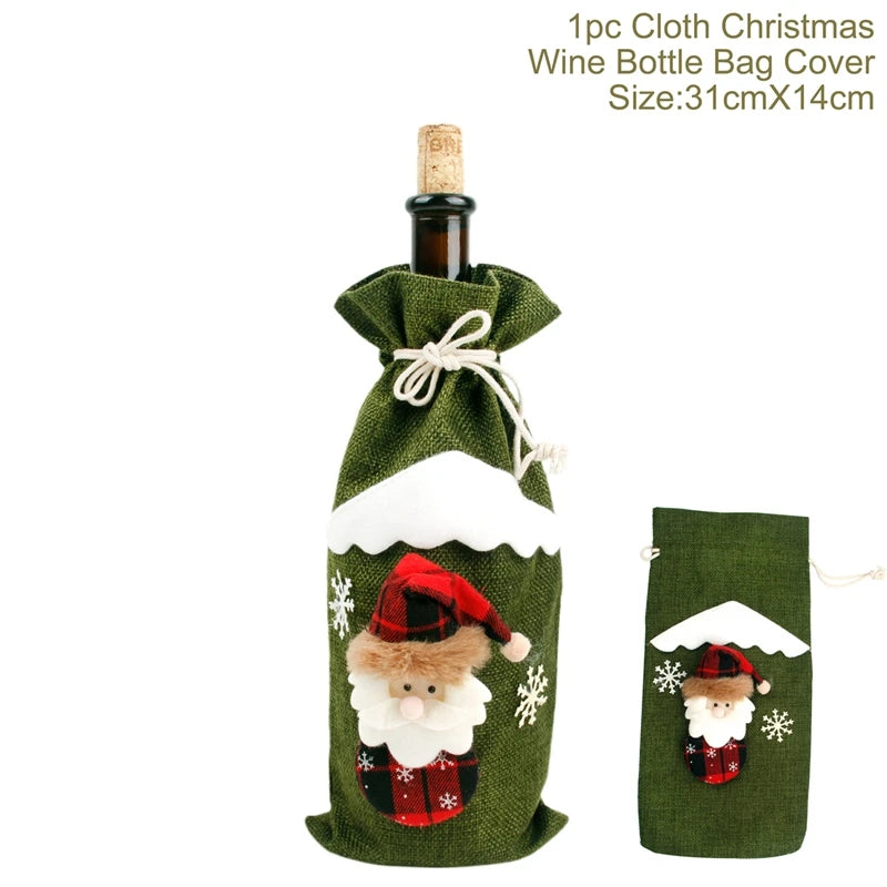 Christmas Wine Bottle Cover Merry Christmas Decorations For Home Christmas Ornament Xmas Table Decor New Year 2025 Navidad Gift