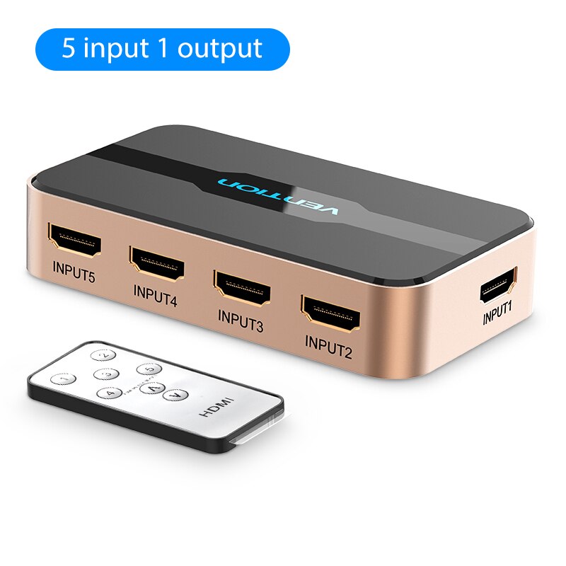 Vention HDMI Splitter 3 x 1 4K 3 Port HDMI Switcher 3 in 1 Out Switch HDMI with Toslink Audio 3D 2160P For Xbox 360 PS4 Smart TV