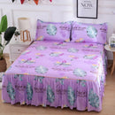 3Pcs/Set Korean Brushed Printed Bed Skirt Bed Cover Student Dormitory Non-Slip Sheet Cover Bedroom 3D Lace Bed Skirt Bedding
