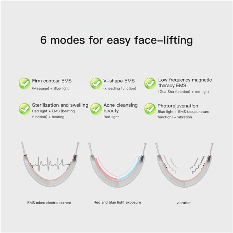CkeyiN Double Chin Remover V Line Face Lifting LED Photon Therapy V-shaped Belt Machine Face Slimming Massager Skin Care Device