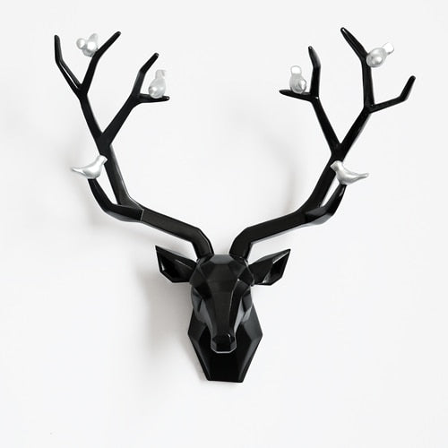 Deer Head 3d Wall Decor Resin Statue Christmas ornaments Accessories Living Room Wall Statue Sculpture Mordern Art Animal Head