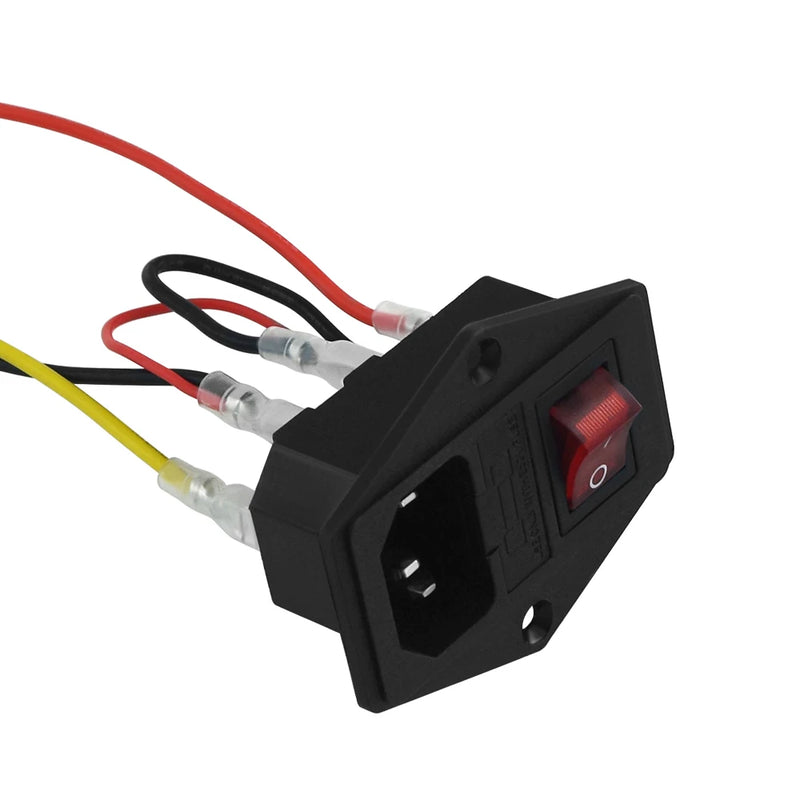 3D Printer Parts 220V/110V 6A Power Supply Switch Male Socket with Fuse for DIY Accessories AC Power Socket Wiring Connector