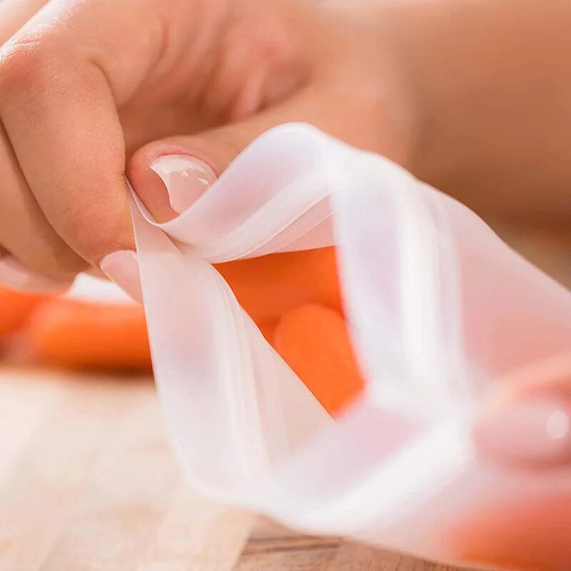 Silicone Food Storage Bag Fresh Sealed Bags Reusable Food Storage Containers Refrigerator Fresh Bags Kitchen Storage Organizer