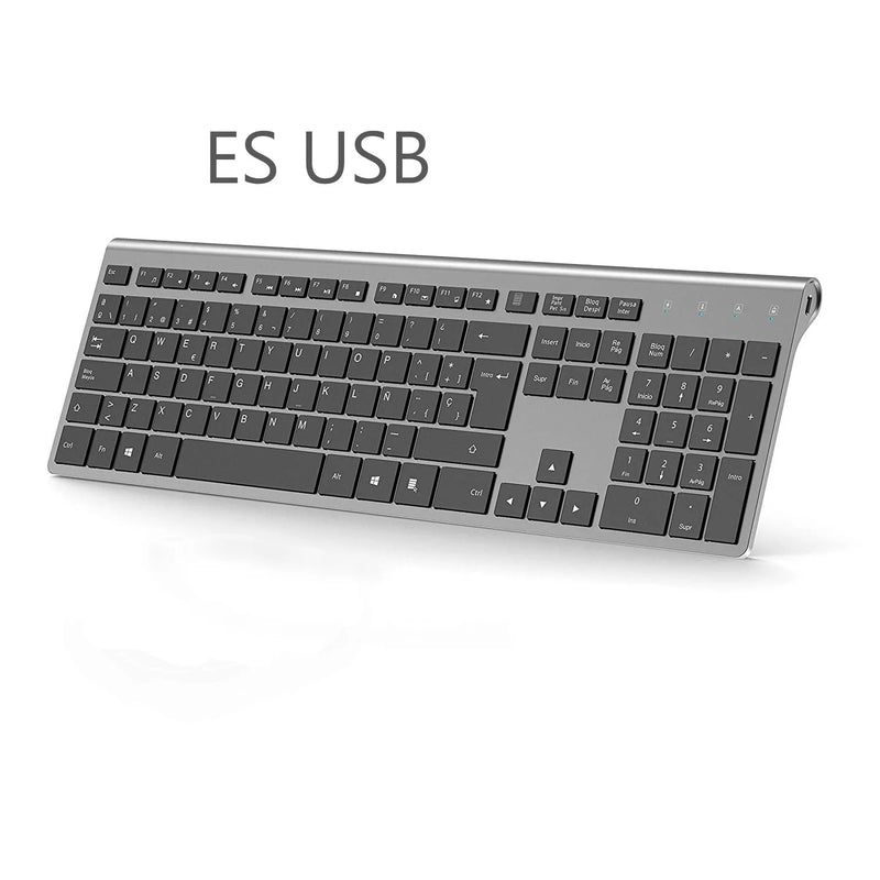 Wireless Keyboard and Mouse Set Spanish Layout Ergonomic Silent Rechargeable Mouse and Keyboard Combo USB Plug And Play