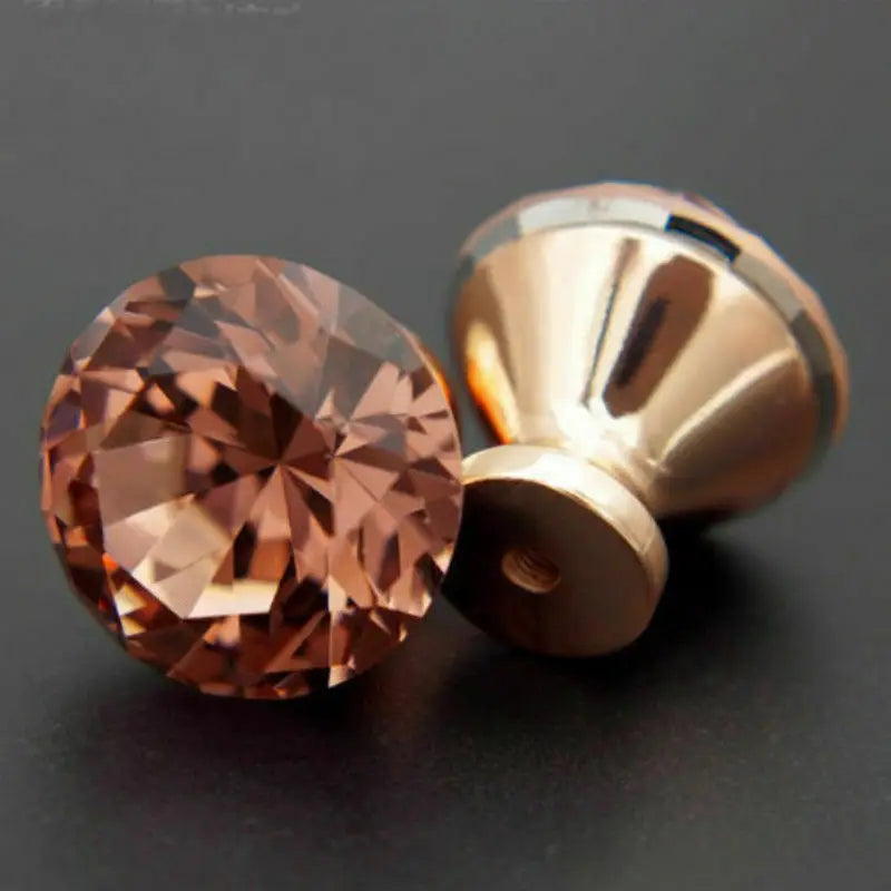 Drawer Knobs Crystal Knobs and Handles Cabinet Knobs Rose Gold Diamond Shape Pull Handle for Kitchen Bathroom Wardrobe Cupboard