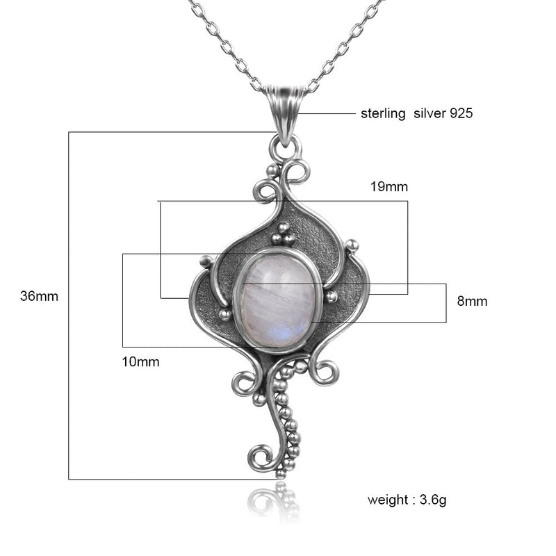 Nasiya Natural Rainbow Moonstone Casual Necklace Pendant With 8x10MM Stone Women&
