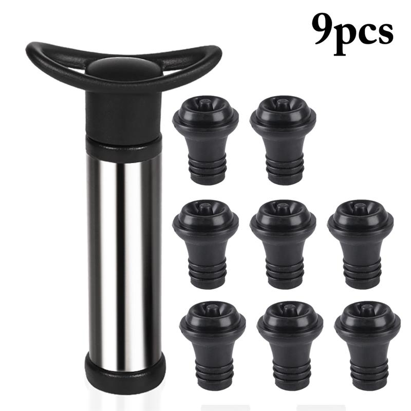 Wine Saver Vacuum Pump with 8pcs 14 pcs Vacuum Bottle Stoppers Stainless Steel Wine Pump Sealer Preserver Set