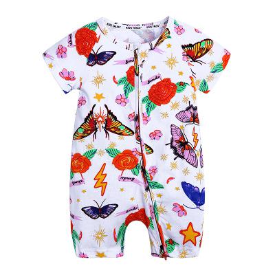 Summer newborn-36M fashion boy and girl romper infant jumpsuit printed flower short-sleeved jumpsuit cotton Brand Baby clothes