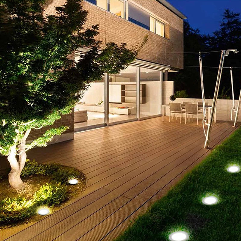 Solar Powered Ground Lights 8 leds Buried Security Lighting Outdoor Garden Waterproof Lamp For Yard Deck Floor Decoration