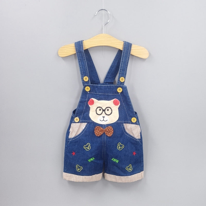 1 2 3T Baby Clothing Boys Girls Jeans Overalls Shorts Toddler Infant Denim Rompers Cute Cartoon Bebe Pants Summer Bib Clothes