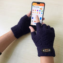 Fashion Winter Acrylic Wool Plus Plush Thick Jacquard Knit Warm Half Finger Mittens Men Full Finger Touch Screen Gloves C2