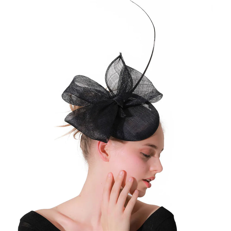 Women Navy Occasion Fascinators Hats For Kentucky Derby Party Bridal Millinery Church Hats Wedding Hair Accessories