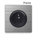 86 type 1 2 3 Gang 1 2 Way bright switch wall Socket with led brushed stainless steel switch French German UK electric socket
