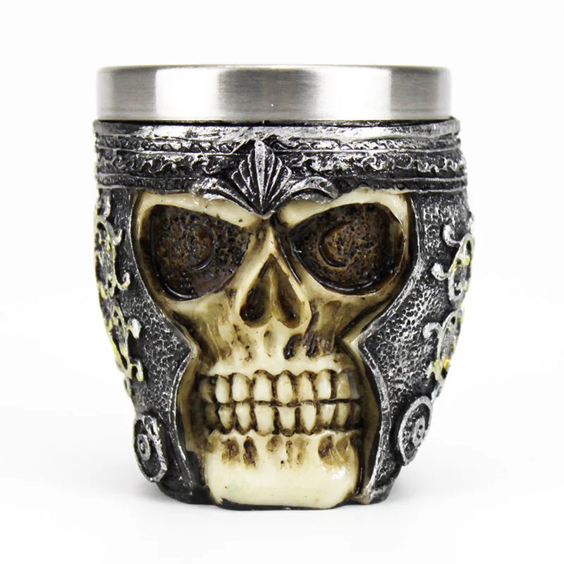 3D Skull Cup Mugs Style Contain Skull Viking Pirate Gothic White Spirit Whiskey Juice Mugs BEST Birthday Halloween Gift