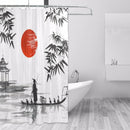 100% Polyester Fabric Shower Curtain Japanese Painting Man With Boat Pattern Print Bathroom Decorative Shower Bath Curtains