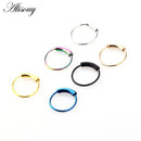 Alisouy 1PC 22g 6/8/10mm Steel Hinged Clicker circle ring Piercing Nose Ring Hoop Lip Ear Ring Body Jewelry Piercing Clip Gift