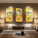 Chinese Style Bird Yellow Plant Landscape Combination Canvas Art Print Painting, Wall Picture For Living Room Home Decor