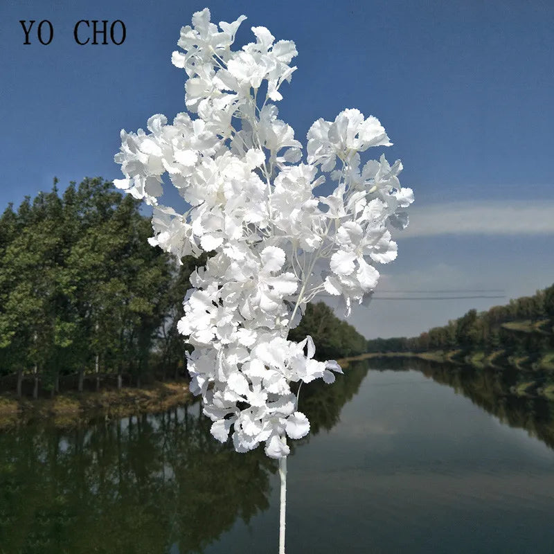 90cm Silk Hydrangea White Branch Drifting Snow Gypsophila  Artificial Flowers Cherry Blossoms Wedding Arch Decorate Fake flower