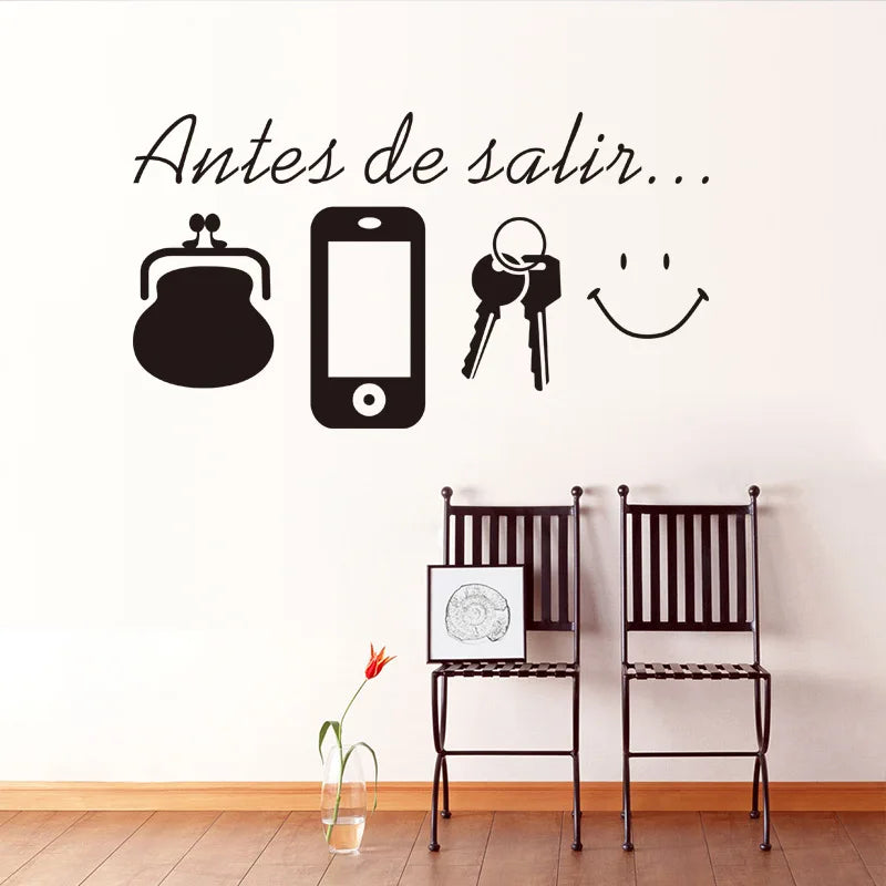 Antes de salir Reminder Wall/Door Sticker For Home Bedroom Living Room Wall Decor Decals Poster Mural Vinyl Doorway Stickers