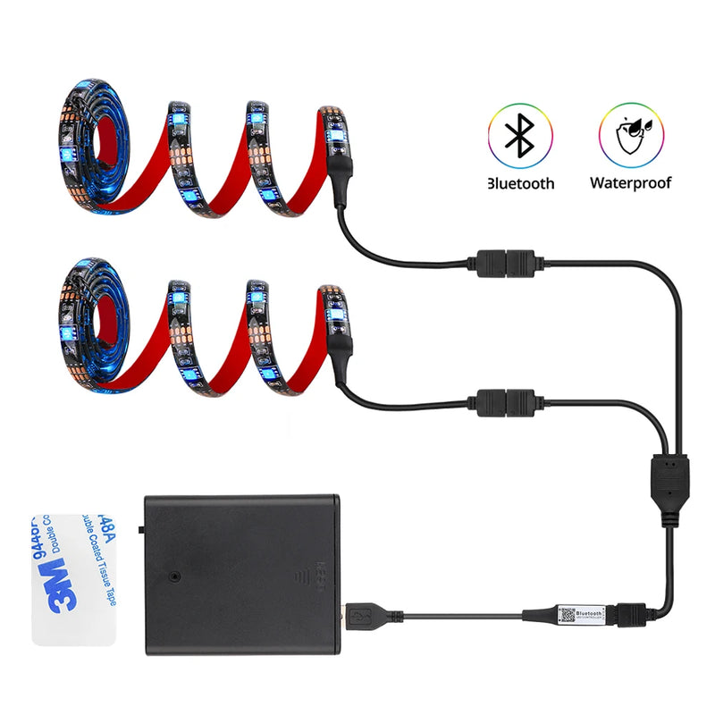Coolo DC 5V USB LED Strip 5050 Waterproof RGB LED Light 1M / 2M / 2x50cm 100cm APP Bluetooth Control for TV, skateboard, bicycle