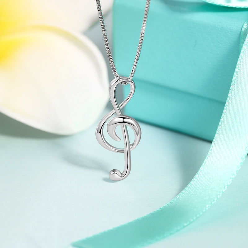 JewelOra Silver Color Musical Note Necklaces & Pendants Elegant Pendant Necklace Women Gifts for Girlfriend