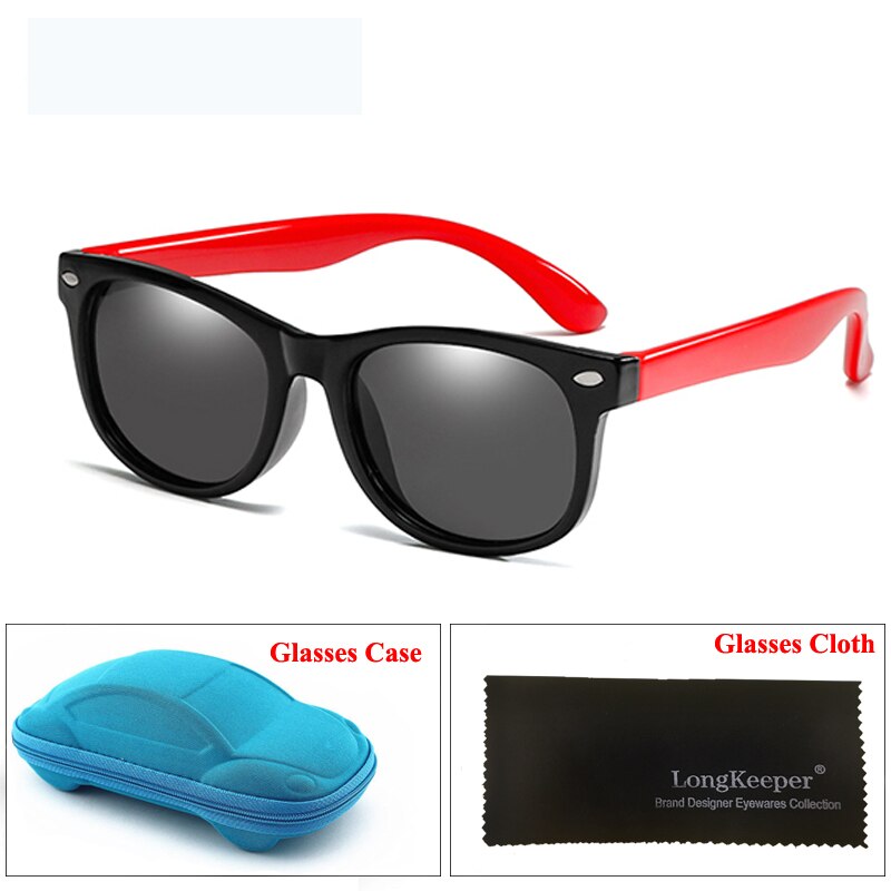LongKeeper Mirror Kids Sunglasses with Case Boys Girls Polarized Silicone Safety Sun Glasses Gift For Children Baby UV400 Gafas