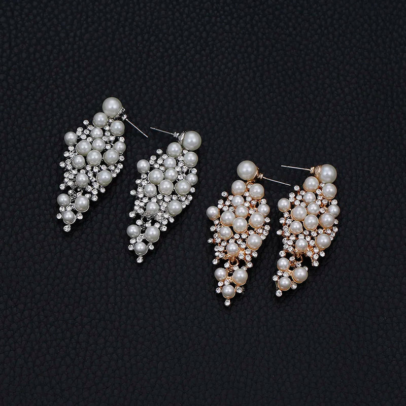 TREAZY Gold Color Bridal Drop Earrings Simulated Pearl Crystal Statement Earrings for Women Wedding Party Jewelry Gift