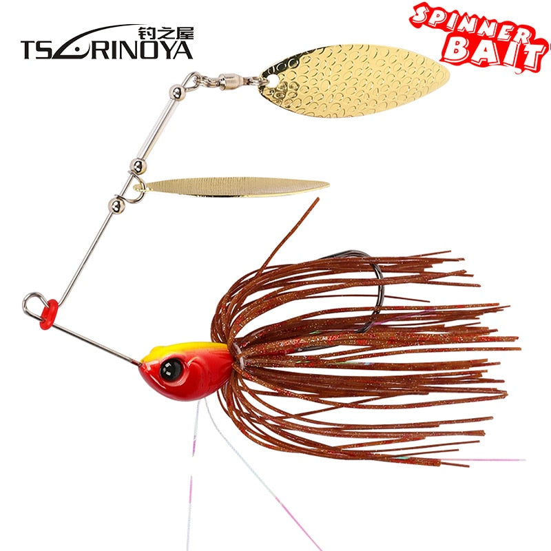 1pcs TSURINOYA 7g/10g Spinner Bait with Brass Fishing Spoon Lure Metal Jig Jigging lure Swimbait Spinnerbait