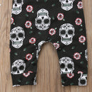 Citgeett Halloween Newborn Skull Floral Baby Boys Girls Romper Sleeveless Jumpsuit Headband Outfits Summer Holiday Clothes