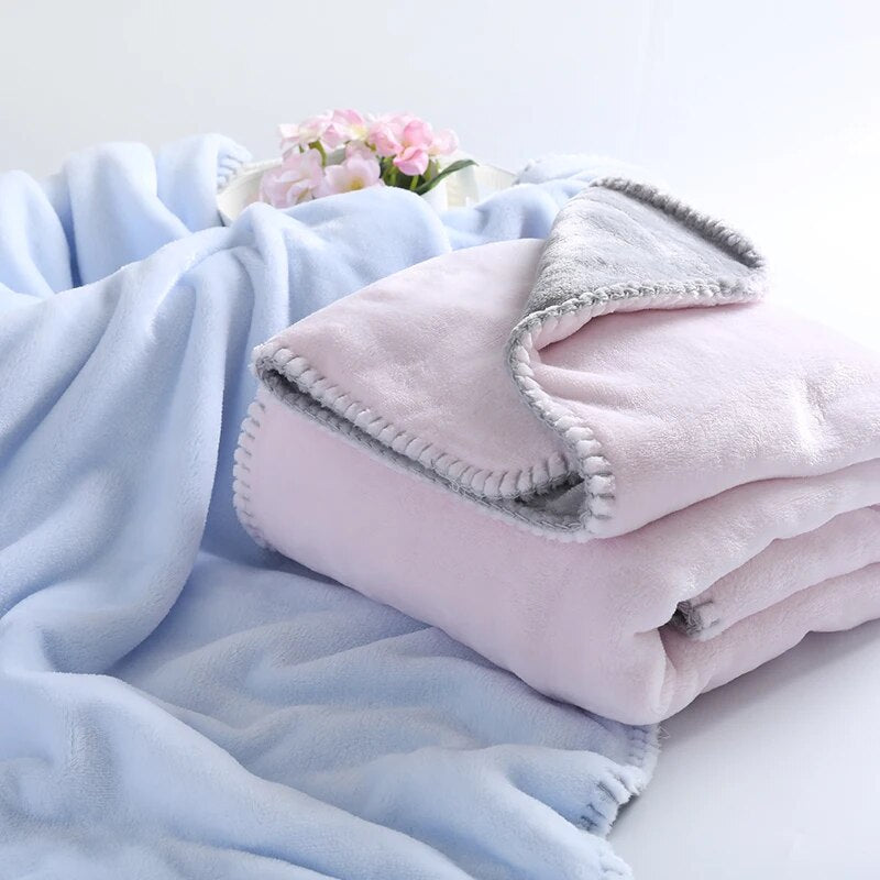 Baby Blanket New Thicken Double Layer Coral Velvet Infant Swaddle Bebe Envelope Wrap Solid Thermal Newborn Baby Bedding Blankets