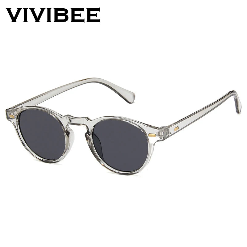 VIVIBEE Men Fashions 2024 Oval Small Sunglasses Clear Classic UV400 Sun Glasses Trends for 2024 Transparent Shades for Women