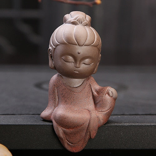 Creative Little Buddha Statues Buddhist Tathagata Cute Buddha Sands Purple Clay Tea Pet Accessories budha ornaments boutique