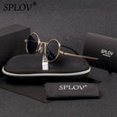 SPLOV Vintage Rap Sunglasses Men Women Steam Punk Style Hip-Hop Small Round Metal Frame Eyewear Retro Gafas De Sol With Case