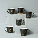 1PC KINGLANG Ceramic 12 Zodiac Mark Black Color Deep Mug Office Water Lover Big Mug Drinkware