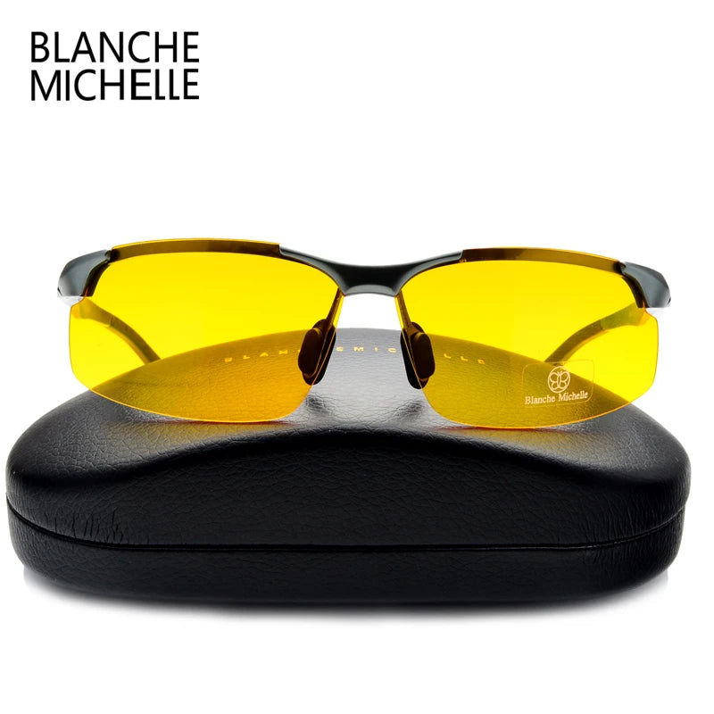 2024 Aluminum Magnesium Men Sunglasses Polarized Sports Driving Night Vision Goggles Sunglass Fishing UV400 Rimless Sun Glasses