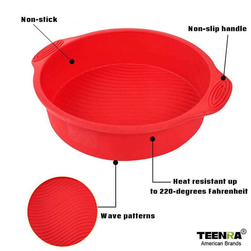 TEENRA 1Pcs Round Silicone Cake Mold Non-stick Baking Pan Muffin Cake Pan 3D Silicone Baking Dish Bread Mold Cake Form Bakeware