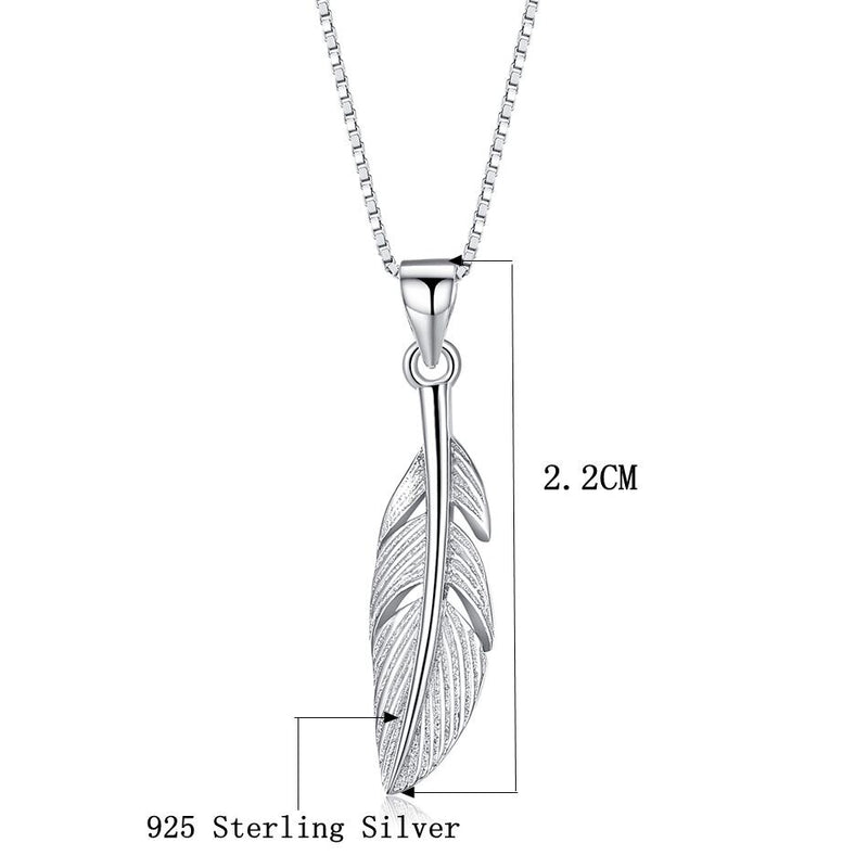 ELESHE  925 Sterling Silver Feather Necklace For Women Necklaces Pendants Fashion Chain Necklace Women Accessories Jewelry