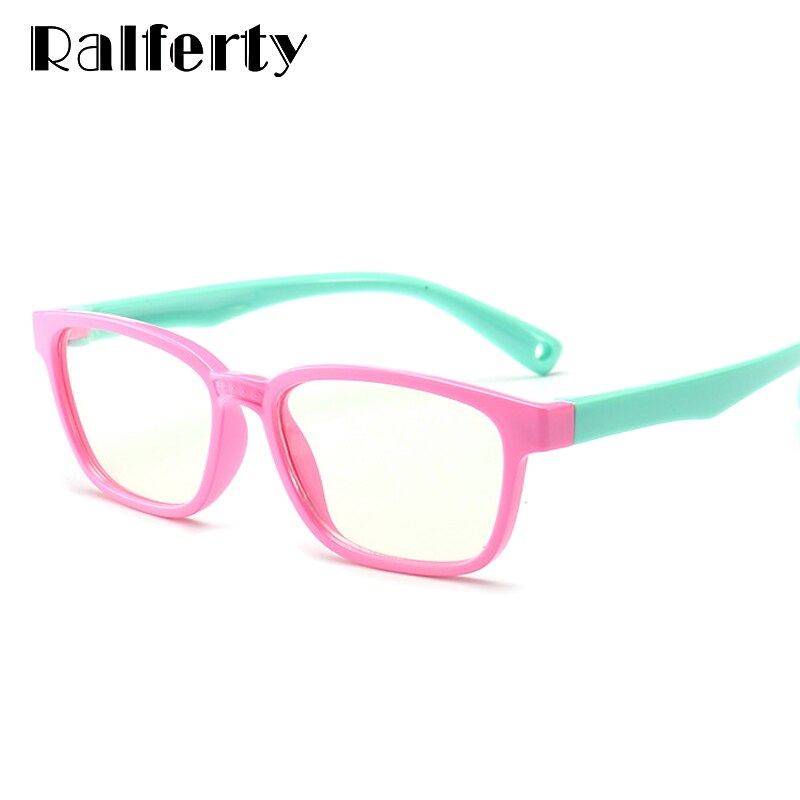 Ralferty Kids Square Glasses Anti-blue Blocking Computer Eyewear Frame Child Boy Girl TR90 Flexible Eyeglasses Frames A008