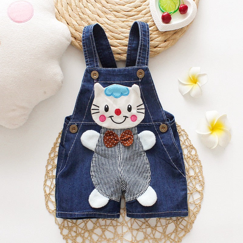 1 2 3T Baby Clothing Boys Girls Jeans Overalls Shorts Toddler Infant Denim Rompers Cute Cartoon Bebe Pants Summer Bib Clothes