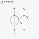 Enfashion Circle Line Dangle Earrings Gold color Earings Stainless steel Drop Earrings For Women Long Earring Jewelry brinco