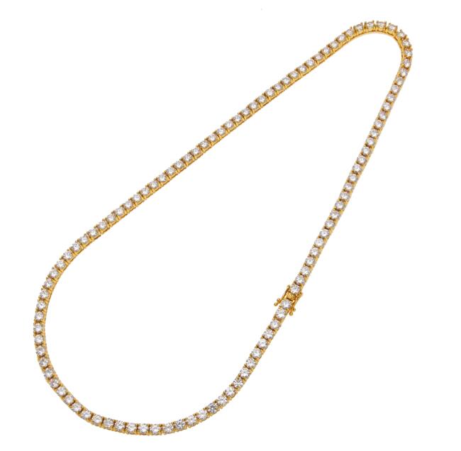 3mm/4mm/5mm 1 Row CZ Tennis Necklace Hip Hop Micro Pave Cubic Zircon Copper Chain Gold/Silver Color 18inch/20inch/24inch