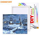 CHENISTORY Christmas Snow Landscape DIY Painting By Numbers Kits Drawing Painting By Numbers Unique Christmas Gift For Children