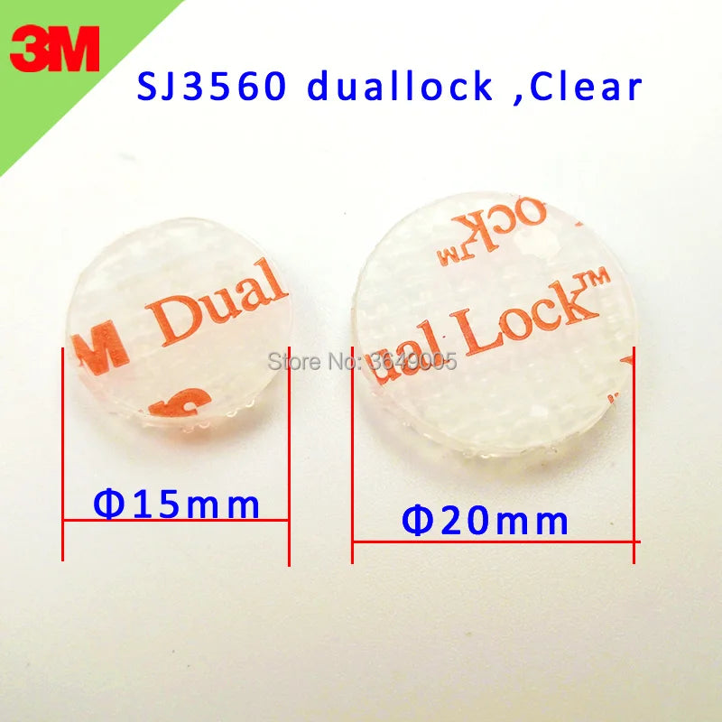 15mm/20mm circle SJ3560 Dual Lock Reclosable Fastener Clear self adhesive acrylic waterproof fastener Type 250